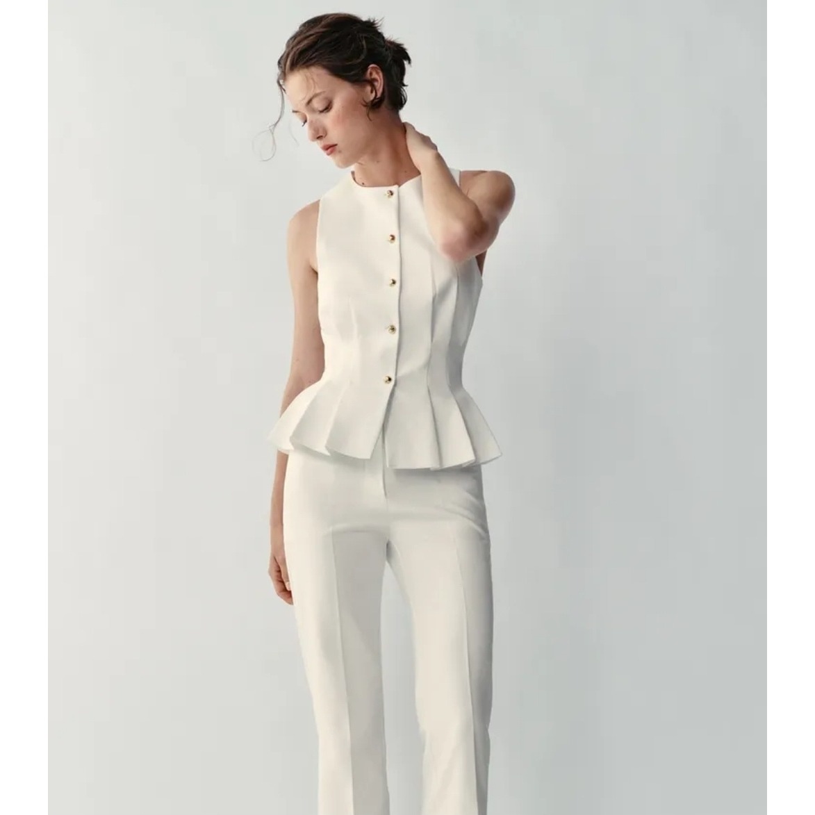 New Zara White Pleated Vest Small New With Tags